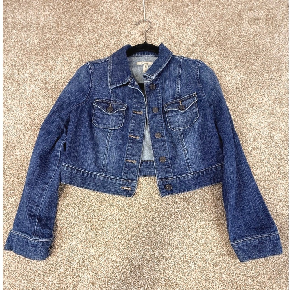 Old Navy Maternity Cropped Denim Jacket Blue Medium Wash XS Pregnancy Fall Layer